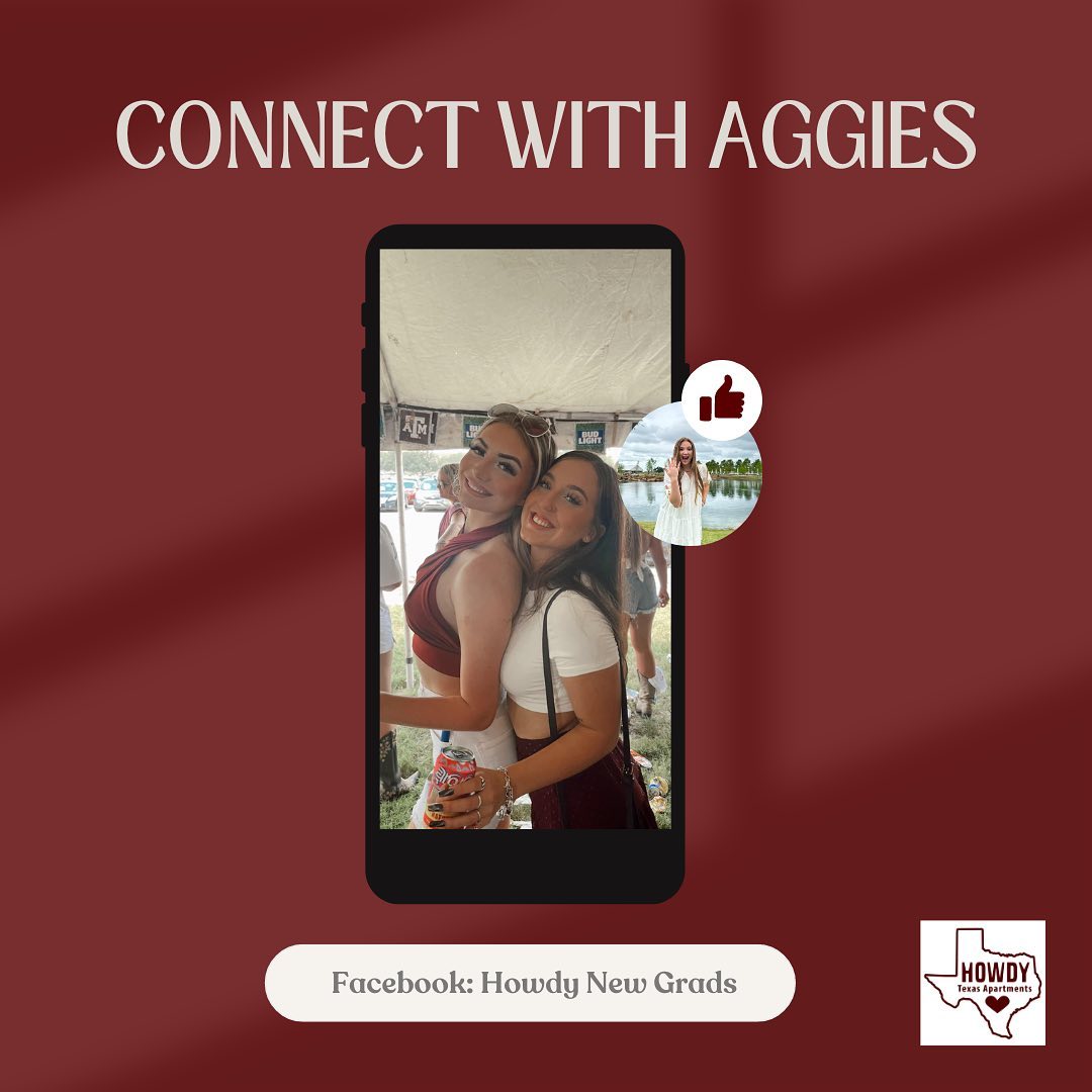 There’s no better roommate than an Aggie roommate!! 🏼🏼

We can help you find a roommate or connect with other Aggies! 🤩

Join our Facebook groups to get more info and meet more Aggies!
